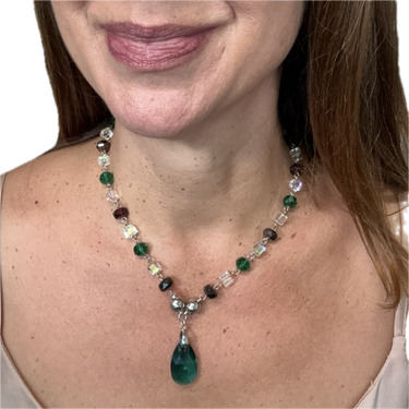Hanging Pendant - Large Teardrop - Emerald Crystal Austrian Crystal