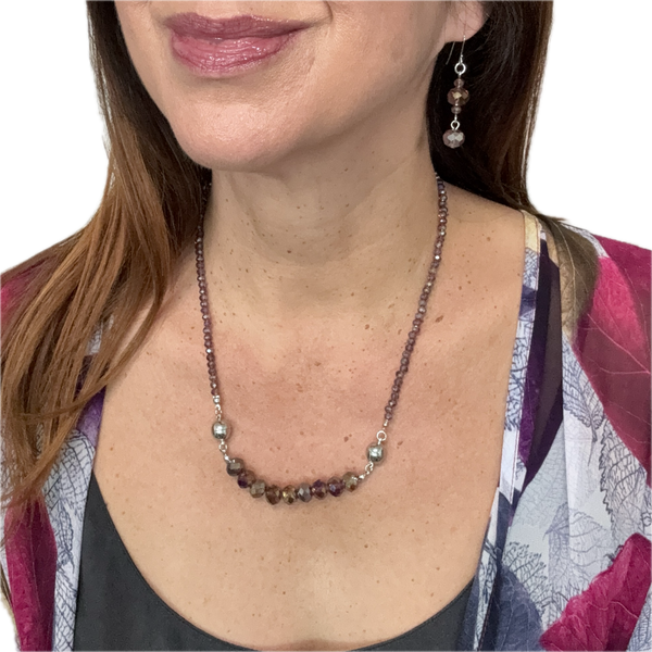 Long Earrings - Plum Crystal Maria Nicola