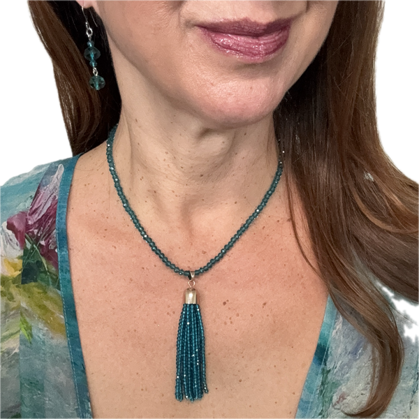Long Earrings - Teal Crystal Maria Nicola