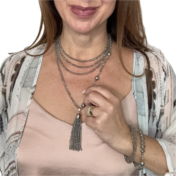 10 Way Bundle  - Platinum Crystal (Includes 10 Way Necklace, Tassel & Mini Connectors) Seriously Romantic
