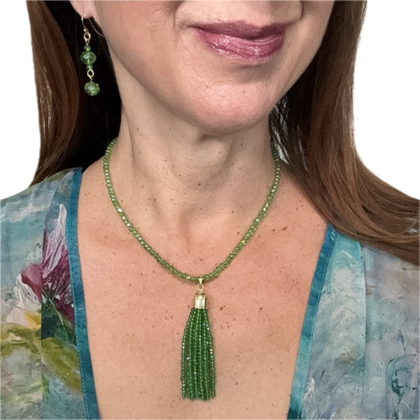 Long Earrings -Green AB Crystal Maria Nicola