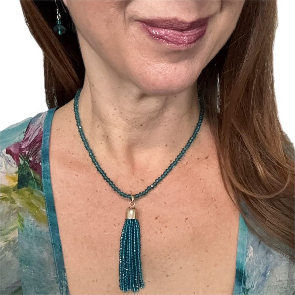 Short Earrings - Teal Crystal Maria Nicola