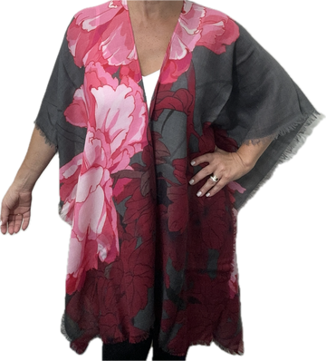 Cape - RED LEAF ON CHARCOAL - ON SALE 20% OFF!