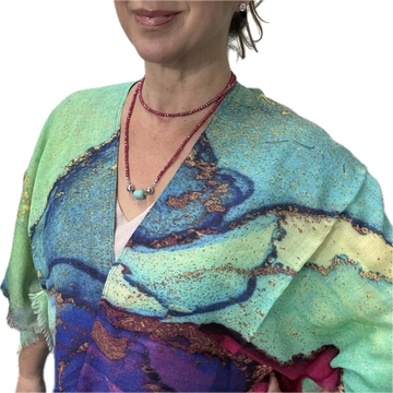 SET 1- 20% OFF!! UNDER THE NORTHERN LIGHTS CAPE + RASPBERRY LONG STRAND + TURQUOISE ORGANIC PEARL PENDANT FLASH SALE