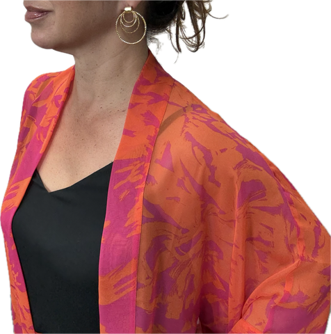 Square Kimono - VIBRANT ORANGE & FUCHSIA