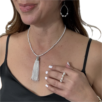 Earrings + Ring Set - Metal and Cream Pearl - FINAL SALE - 30% OFF!