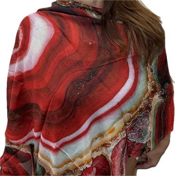 Scarf - Modal Silk - RED/EMERALD CUT STONE - 10% OFF!