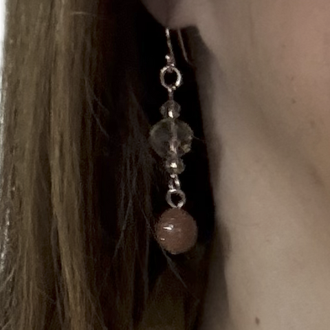 Long Earrings - LAST CHANCE 20% OFF!-  Champagne & Goldstone