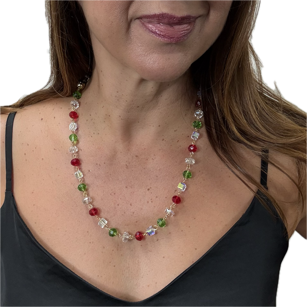 CHRISTMAS CRYSTALS LINK SET  - Necklace + Connector