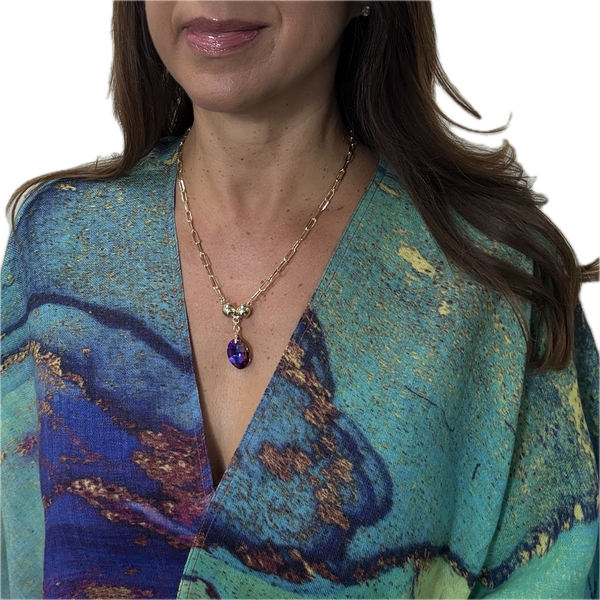 Palawit - Nakabitin na Kristal na Dahon - LILA ASUL