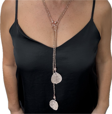 SET 10- 40% OFF! CRYSTAL LARIAT SET WITH EDEN LEAVES