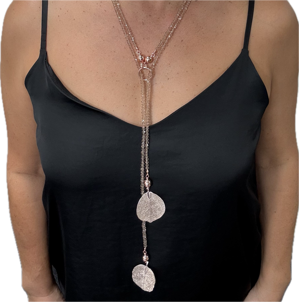 SET 10- 40% OFF! CRYSTAL LARIAT SET WITH EDEN LEAVES