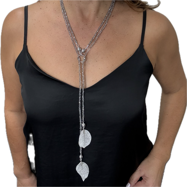 SET 10- 40% OFF! CRYSTAL LARIAT SET WITH EDEN LEAVES