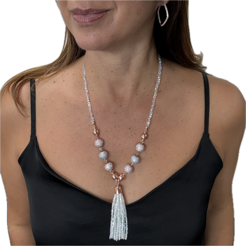 SET 5- 30% OFF!- AB TASSEL WITH CONVERSION + BESPOKE TRIPLE FROSTY PAVE CONNECTORS + PAIR SQUARE PAVE EARRINGS