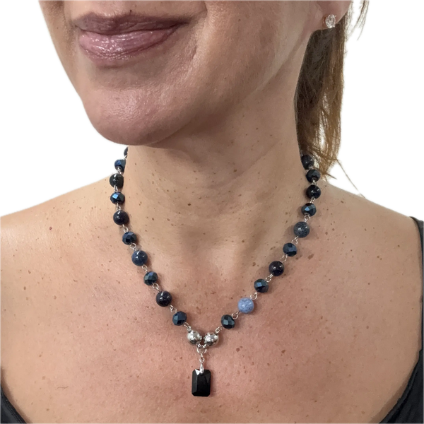 Pendant - Baby Rectangle - Jet Black Austrian Crystal