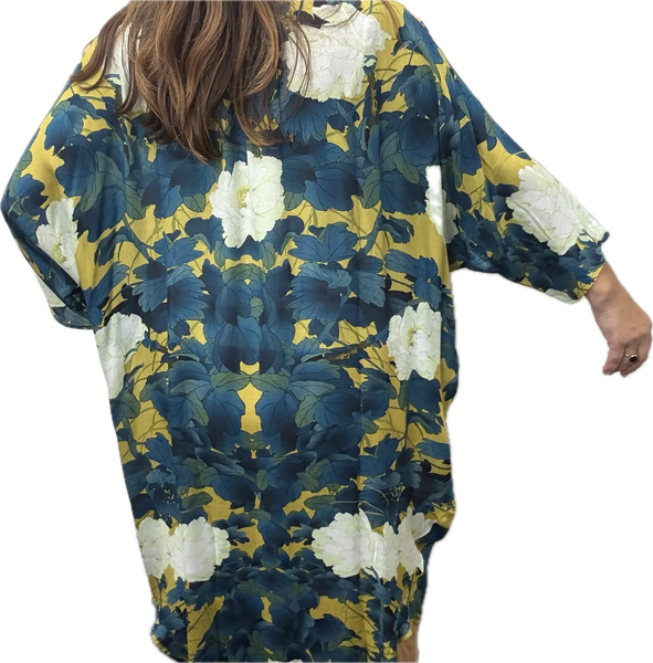 Kimono - Long - Mustard Floral Namaskar