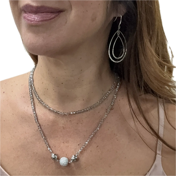 SET 7-30% OFF! CRYSTAL LONG STRAND NECKLACE + PERFECTLY PAVE PENDANT + FINE BEADED TEARDROP DOUBLE TEAR DROP EARRINGS FLASH SALE