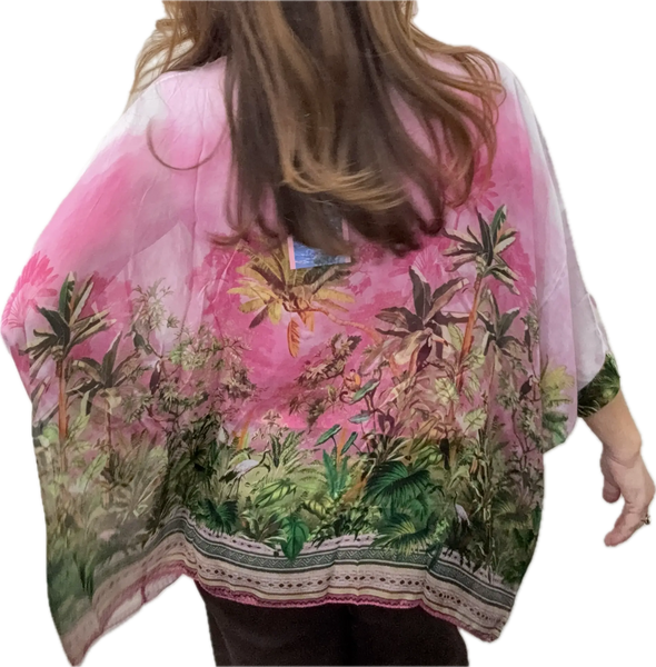 Roma Silk Blend Top - Pink Tropical