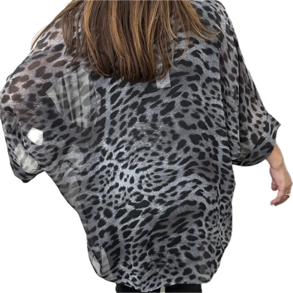 Square Kimono - Grey Snow Leopard Ragesh