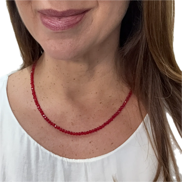 Medium Strand Necklace - Translucent Red Crystal Seriously Romantic