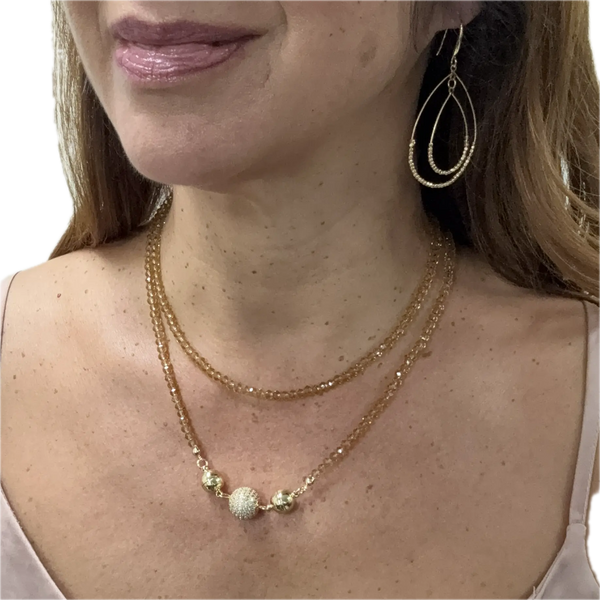 SET 7-30% OFF! CRYSTAL LONG STRAND NECKLACE + PERFECTLY PAVE PENDANT + FINE BEADED TEARDROP DOUBLE TEAR DROP EARRINGS FLASH SALE