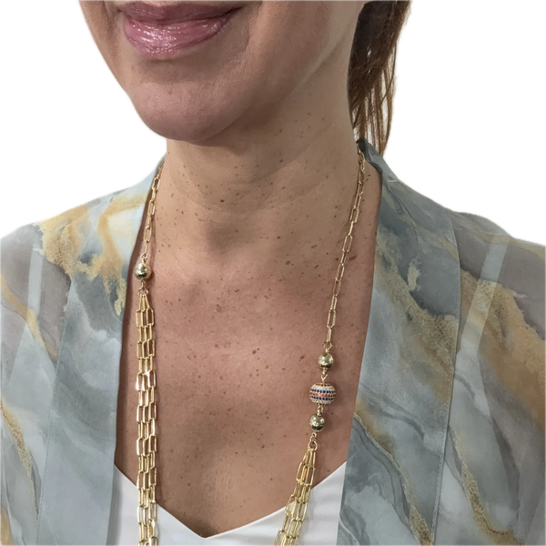 Pendant -  Pavé - Red, White and Blue Maria Nicola