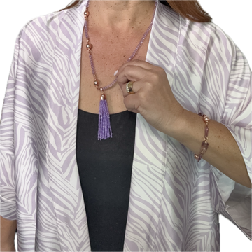 SET 8-35% OFF! LILAC ZEBRA SQUARE KIMONO + LILAC CRYSTAL TASSEL+ LILAC CRYSTAL MINI CONNECTORS + LILAC SWAROVSKI CRYSTAL TRIPLE CONNECTORS FLASH SALE