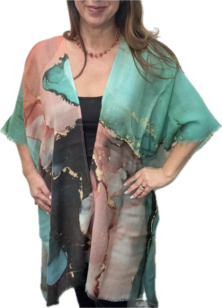 Cape - Emerald / Apricot Marbling Namaskar