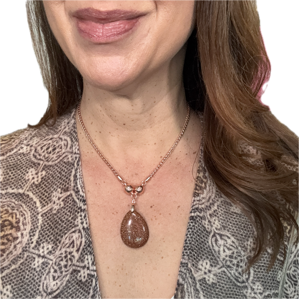 Pendant - Large Stone Teardrop - Goldstone