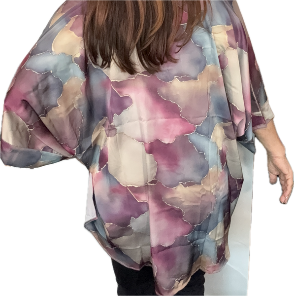 Square Kimono - Marble - Mauve with Burgundy and Grey - SOLID