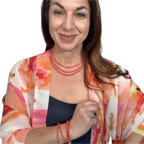 10 Way Necklace -  TANGERINE Crystal