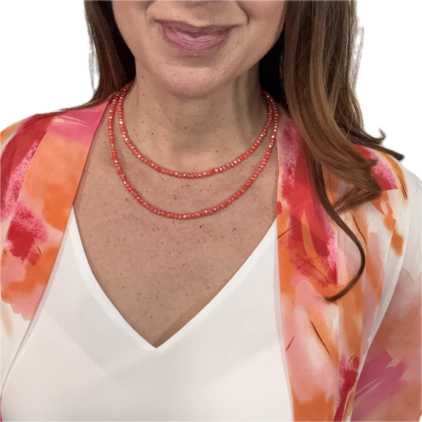 Long Strand Necklace - TANGERINE Crystal