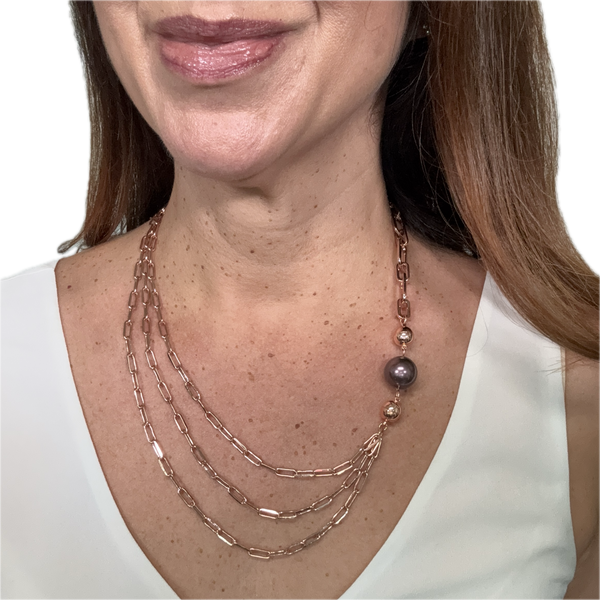 Pendant - Round 16mm Crystal Pearl - Metallic BURGUNDY Pendant