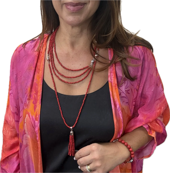 10 Way BUNDLE  - RED HOWLITE (Includes 10 Way Necklace, Tassel & Mini Connectors) Maria Nicola