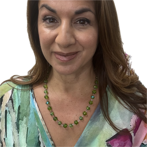 LONGER Link Necklace - Cracked Peridot and Green AB Seriously Romantic