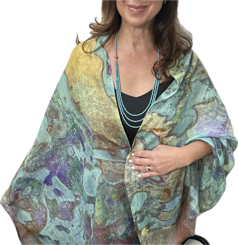 Scarf - Fine Wool - Pastel Watercolours