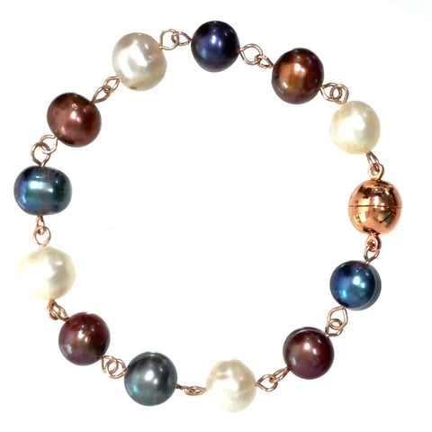 LONGER Bracelet Link - Cream / Chocolate / Charcoal pearls
