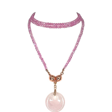 Circle Of Love Set - Candy Pink Crystal Long Strand and Rose Quartz pendant - ON SALE 20% OFF!