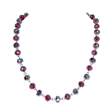 Longer Link Necklace - PLUM crystal and Raspberry Crystal Maria Nicola