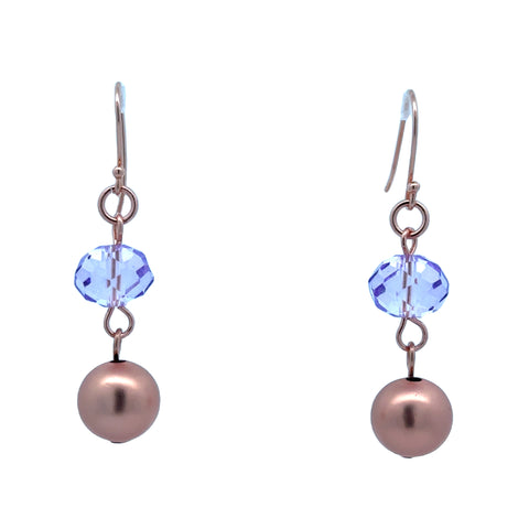 Long Earrings - Lilac Crystal and Satin Metal - TWO PAIRS LEFT - 50% OFF!