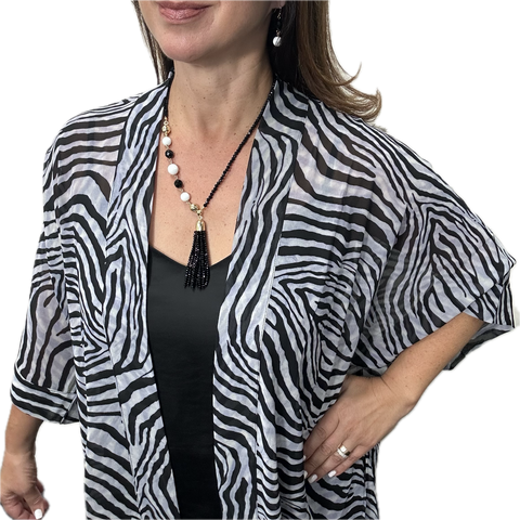 SQUARE Kimono - ZEBRA (Black & Grey)