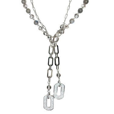 LARIAT ENDS - Shimmer Paperclip - SILVER Maria Nicola