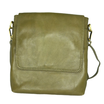 LEATHER HANDBAG - CARLA - KHAKI - 20% OFF!