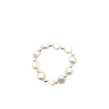 Earrings + Ring Set - Metal and Cream Pearl - FINAL SALE - 30% OFF! Maria Nicola