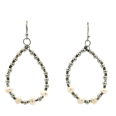 Earrings + Ring Set - Metal and Cream Pearl - FINAL SALE - 30% OFF! Maria Nicola