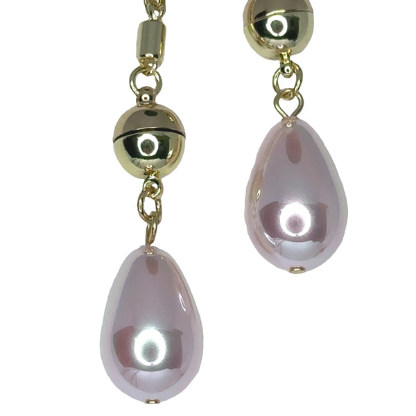 Lariat Ends - Teardrop - PINK OPALESCENCE Maria Nicola