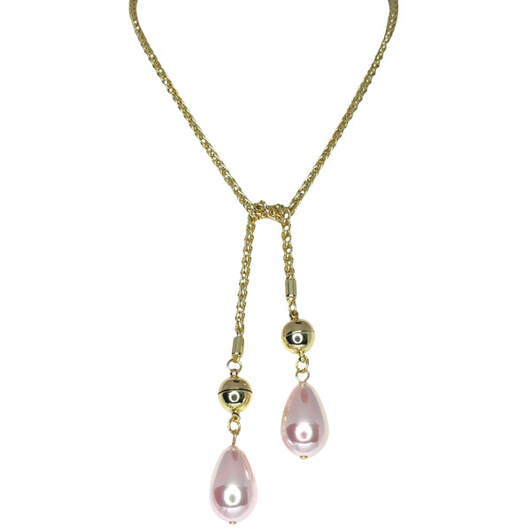 Lariat Ends - Teardrop - PINK OPALESCENCE Maria Nicola