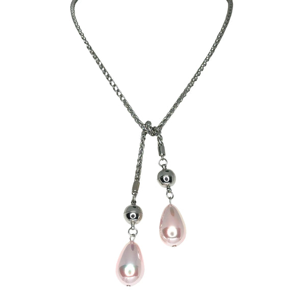 Lariat Ends - Teardrop - PINK OPALESCENCE Maria Nicola