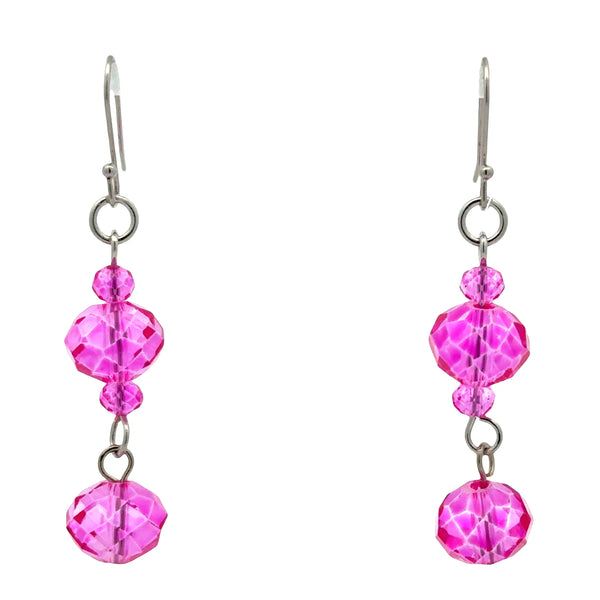 Long Earrings - FUCHSIA Crystal Maria Nicola
