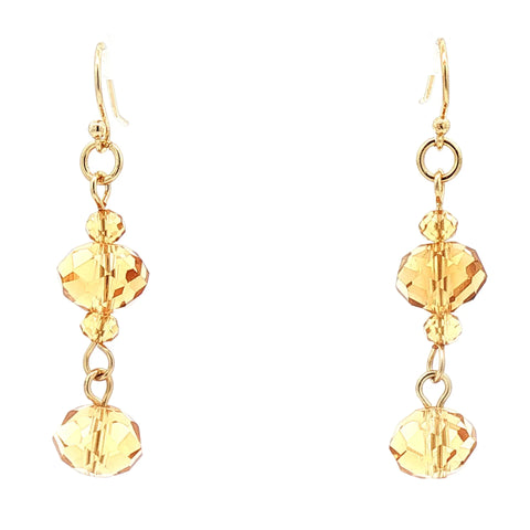 Long Earrings - Golden Crystal